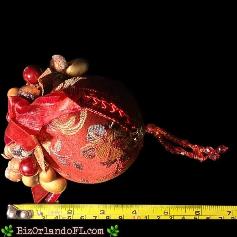 VINTAGE: Festive Holiday / Christmas Ornament with Faux Fruit / Berries / Ribbon